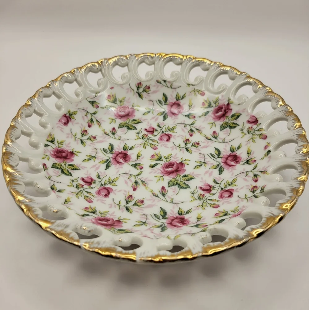 Vintage Lefton hand painted pink rose chintz #650 A. 2 available. - Picture 6 of 13